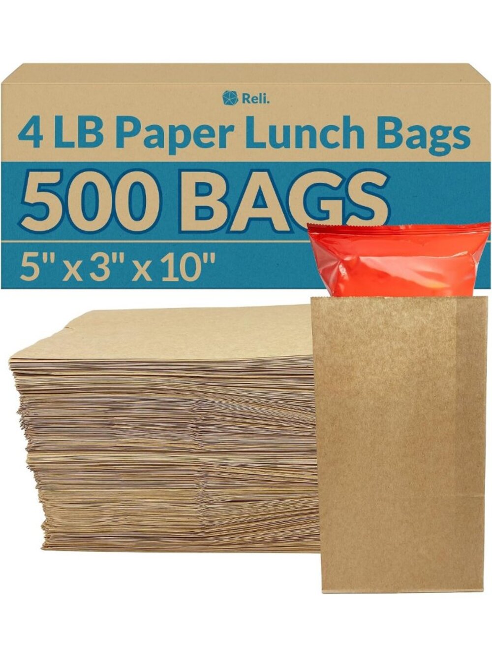 500 Count Brown Paper Lunch Bags | Eco-Friendly, Recyclable, Durable & Versatile